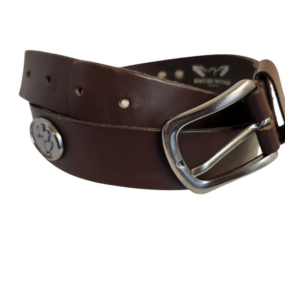 Eagles Wings Leather Belt Clemson Tigers Sz 36 Brown With Silver Conchos - Picture 5 of 9